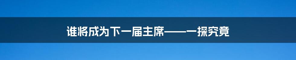 谁将成为下一届主席——一探究竟