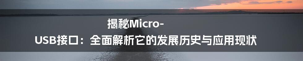 揭秘Micro-USB接口：全面解析它的发展历史与应用现状