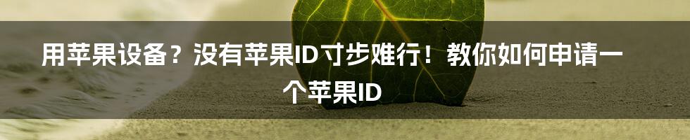 用苹果设备？没有苹果ID寸步难行！教你如何申请一个苹果ID