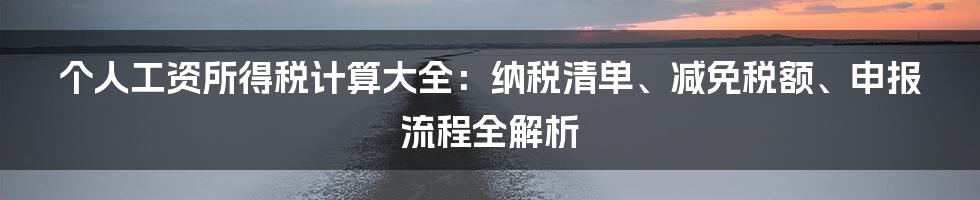 个人工资所得税计算大全：纳税清单、减免税额、申报流程全解析