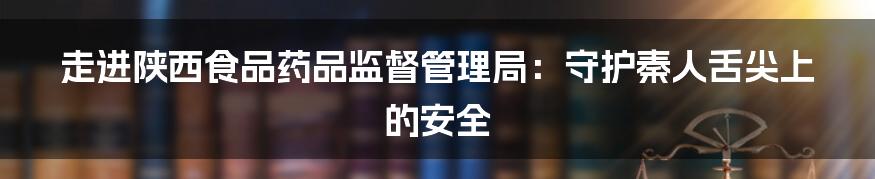 走进陕西食品药品监督管理局：守护秦人舌尖上的安全