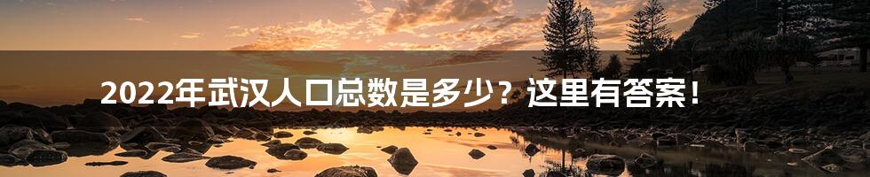 2022年武汉人口总数是多少？这里有答案！