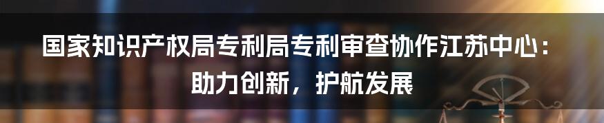 国家知识产权局专利局专利审查协作江苏中心：助力创新，护航发展