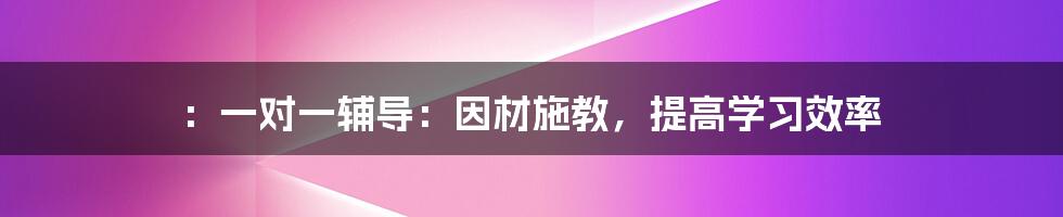 ：一对一辅导：因材施教，提高学习效率