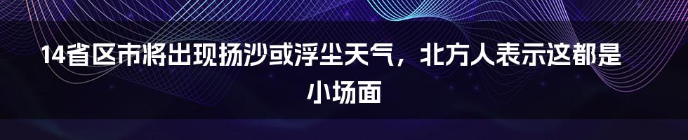 14省区市将出现扬沙或浮尘天气，北方人表示这都是小场面