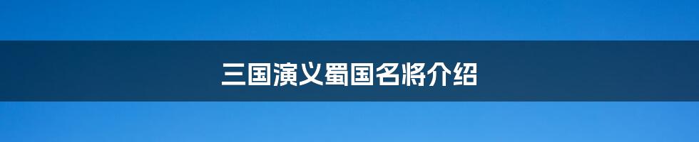 三国演义蜀国名将介绍