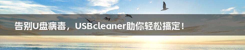 告别U盘病毒，USBcleaner助你轻松搞定！