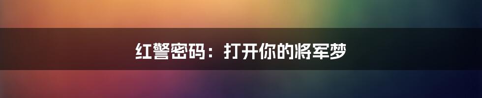 红警密码：打开你的将军梦