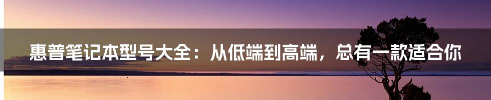 惠普笔记本型号大全：从低端到高端，总有一款适合你