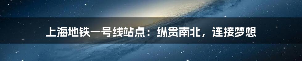 上海地铁一号线站点：纵贯南北，连接梦想