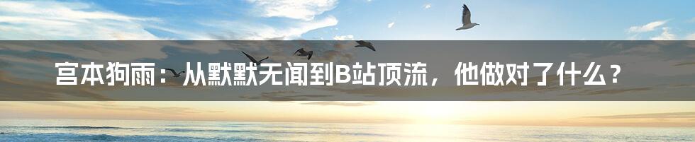 宫本狗雨：从默默无闻到B站顶流，他做对了什么？