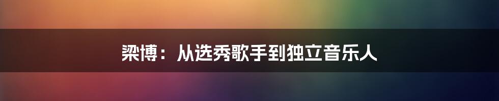 梁博：从选秀歌手到独立音乐人