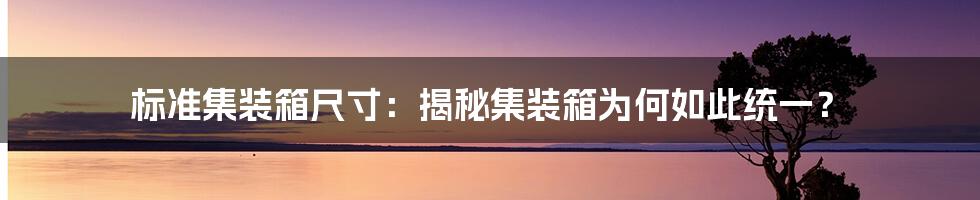 标准集装箱尺寸：揭秘集装箱为何如此统一？