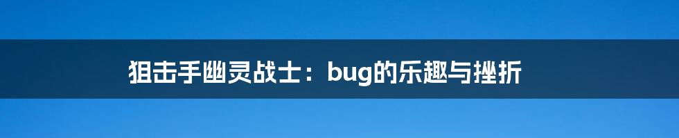 狙击手幽灵战士：bug的乐趣与挫折