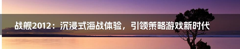 战舰2012：沉浸式海战体验，引领策略游戏新时代