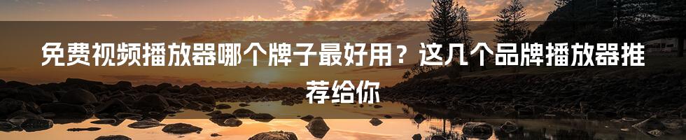 免费视频播放器哪个牌子最好用？这几个品牌播放器推荐给你