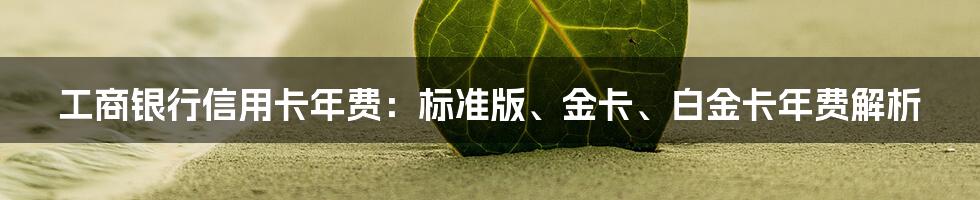 工商银行信用卡年费：标准版、金卡、白金卡年费解析