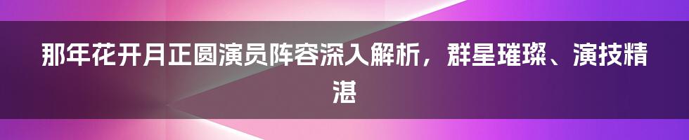 那年花开月正圆演员阵容深入解析，群星璀璨、演技精湛