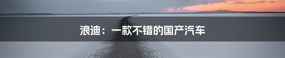 浪迪：一款不错的国产汽车