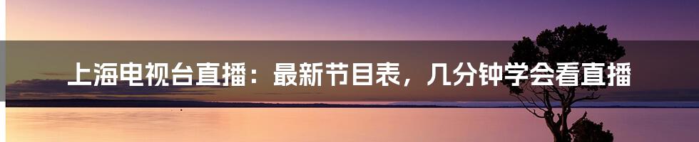 上海电视台直播：最新节目表，几分钟学会看直播