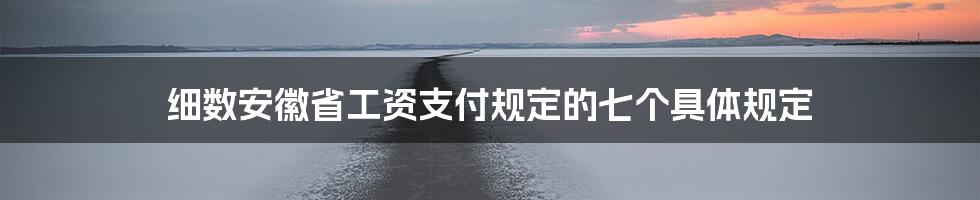 细数安徽省工资支付规定的七个具体规定