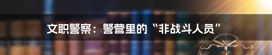 文职警察：警营里的“非战斗人员”