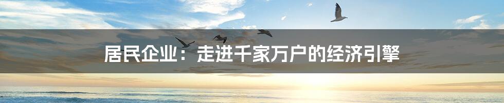 居民企业：走进千家万户的经济引擎