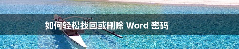 如何轻松找回或删除 Word 密码