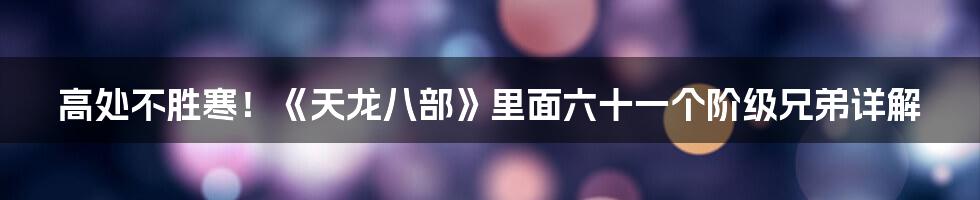 高处不胜寒！《天龙八部》里面六十一个阶级兄弟详解