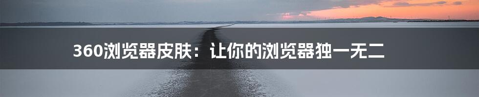 360浏览器皮肤：让你的浏览器独一无二