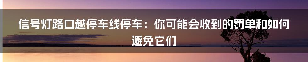 信号灯路口越停车线停车：你可能会收到的罚单和如何避免它们