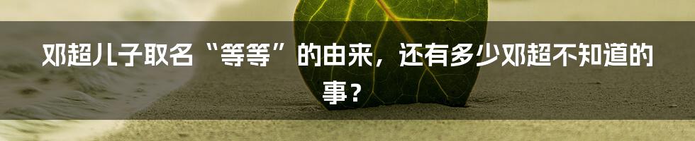 邓超儿子取名“等等”的由来，还有多少邓超不知道的事？