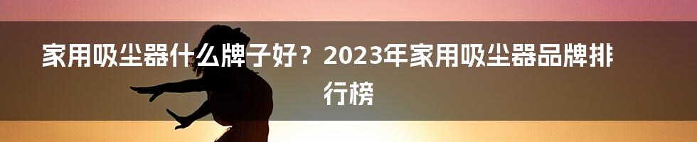 家用吸尘器什么牌子好？2023年家用吸尘器品牌排行榜