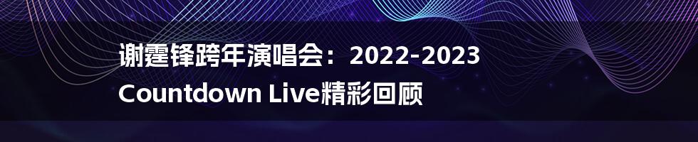 谢霆锋跨年演唱会：2022-2023 Countdown Live精彩回顾