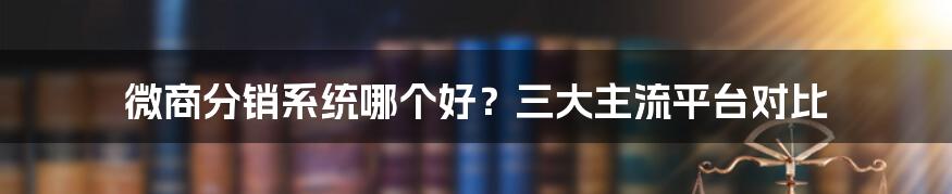 微商分销系统哪个好？三大主流平台对比