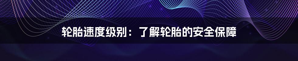 轮胎速度级别：了解轮胎的安全保障