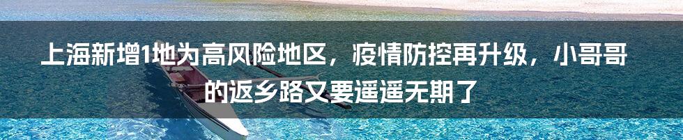 上海新增1地为高风险地区，疫情防控再升级，小哥哥的返乡路又要遥遥无期了