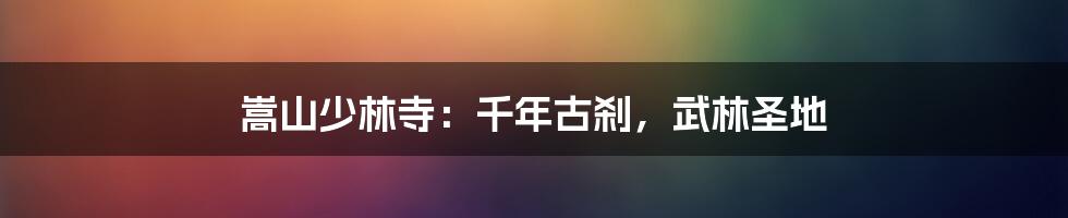 嵩山少林寺：千年古刹，武林圣地