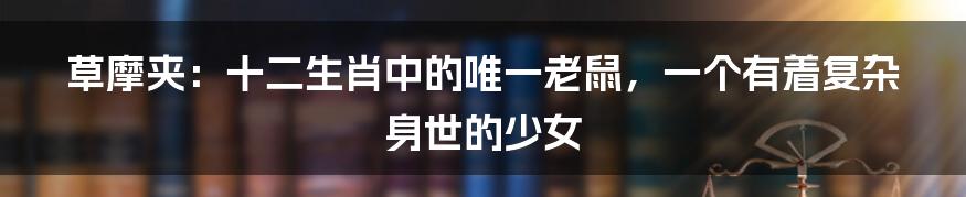 草摩夹：十二生肖中的唯一老鼠，一个有着复杂身世的少女