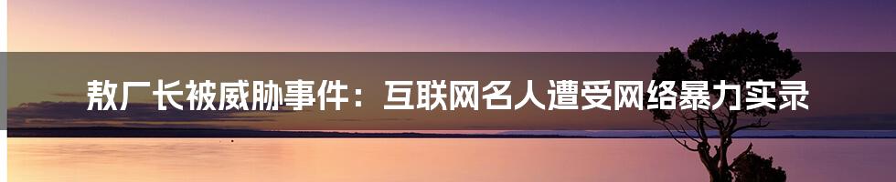 敖厂长被威胁事件：互联网名人遭受网络暴力实录