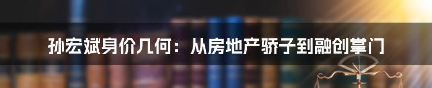 孙宏斌身价几何：从房地产骄子到融创掌门