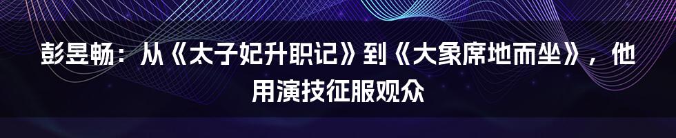 彭昱畅：从《太子妃升职记》到《大象席地而坐》，他用演技征服观众