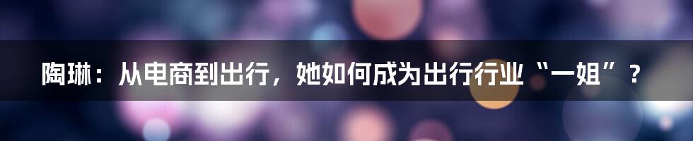 陶琳：从电商到出行，她如何成为出行行业“一姐”？