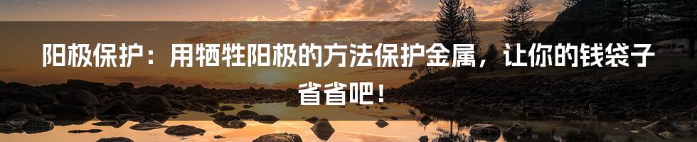 阳极保护：用牺牲阳极的方法保护金属，让你的钱袋子省省吧！