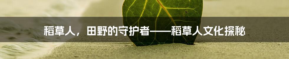 稻草人，田野的守护者——稻草人文化探秘