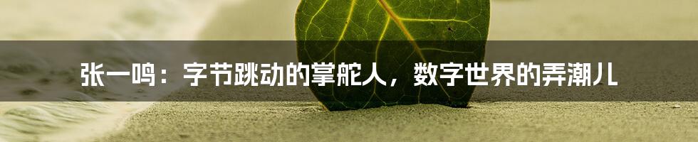 张一鸣：字节跳动的掌舵人，数字世界的弄潮儿