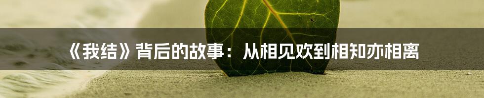 《我结》背后的故事：从相见欢到相知亦相离