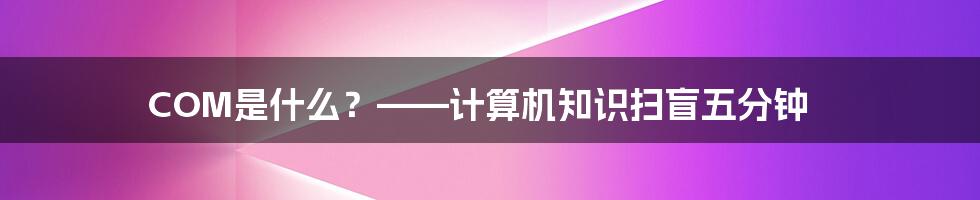 COM是什么？——计算机知识扫盲五分钟