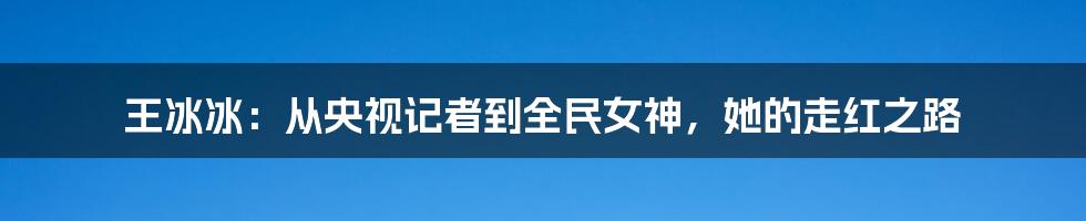 王冰冰：从央视记者到全民女神，她的走红之路