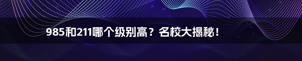 985和211哪个级别高？名校大揭秘！